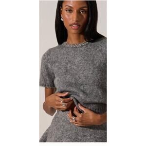 ASTR THE LABEL Malvie Sweater Gray Alpaca Blend Size S Quiet Luxury Elegant
